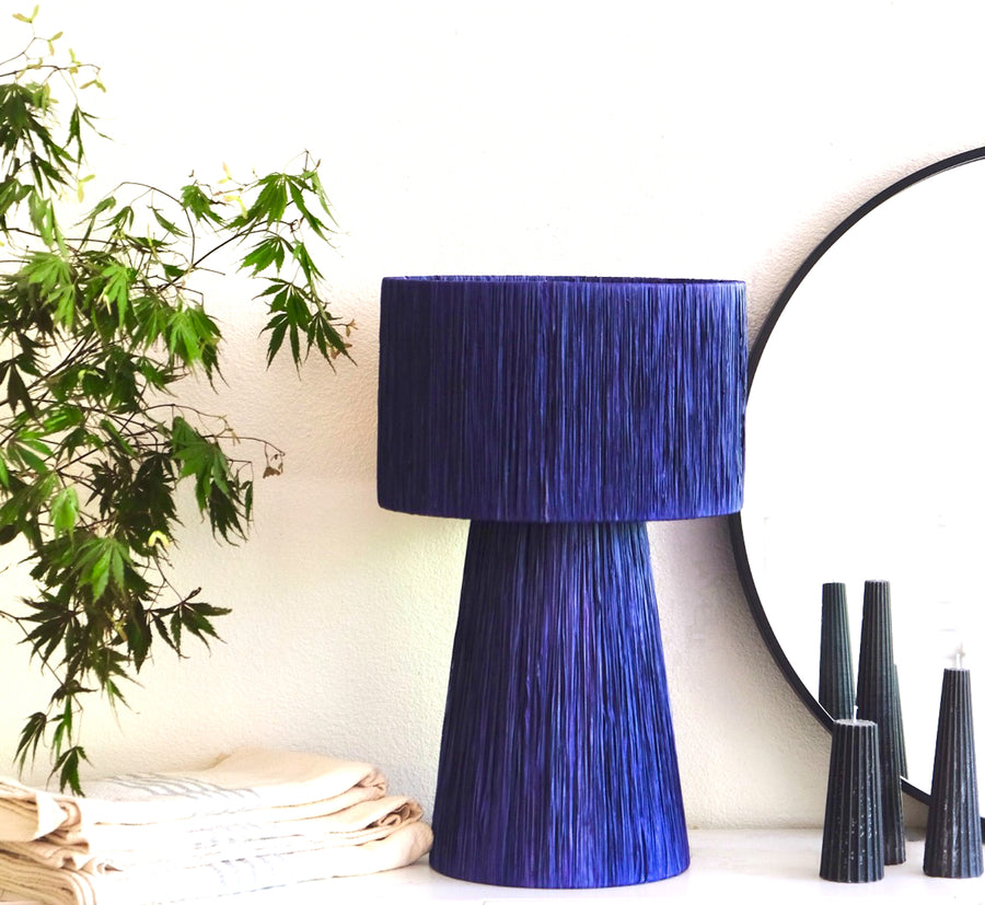 Raffia Hightower lamp - Blue