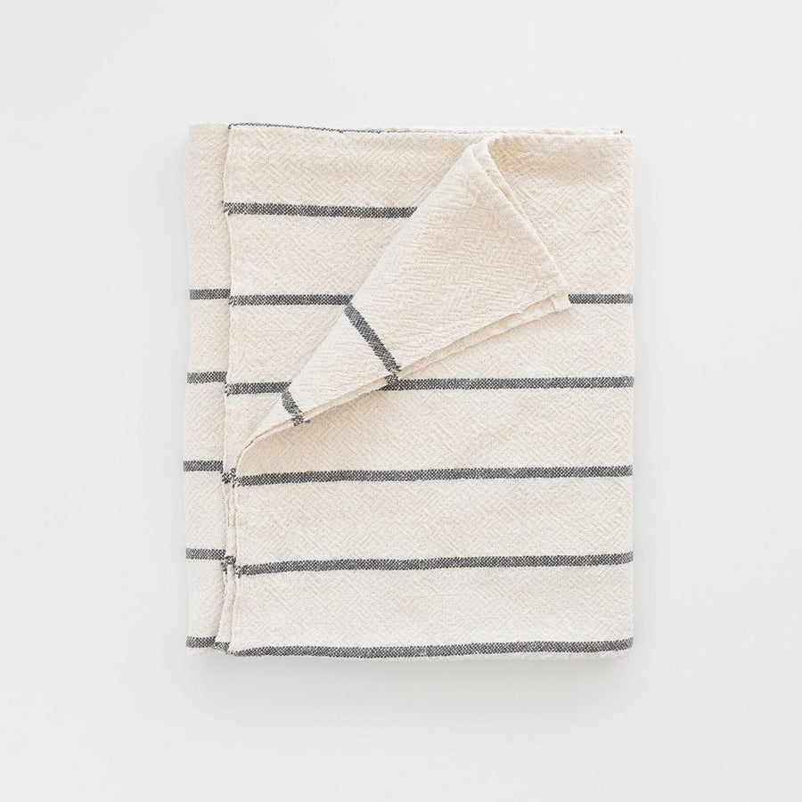 Large Towel - charcoal pinstripes